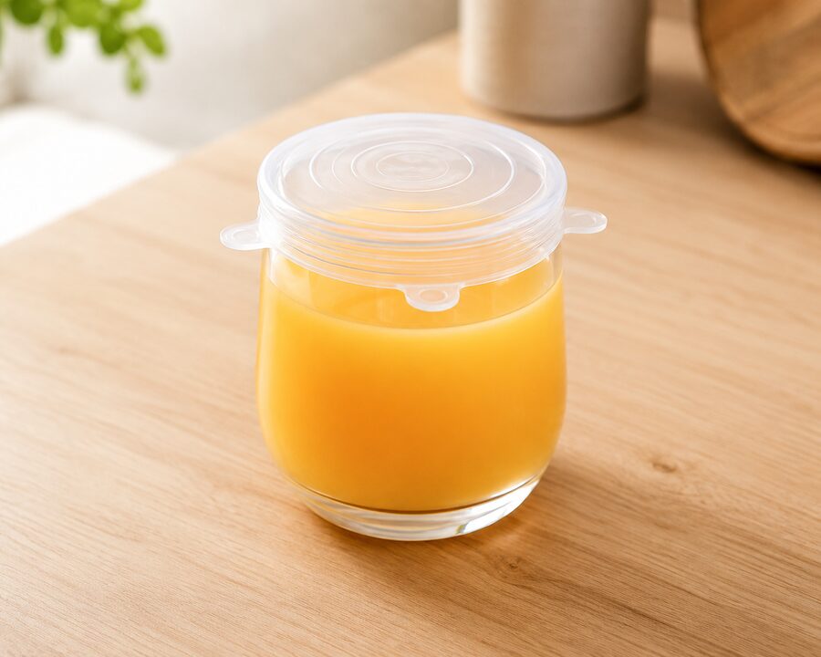 Silicone stretch lid on a cup